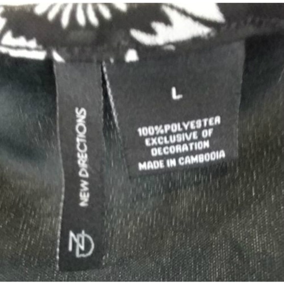 New Directions Womens  flowers dress Black Sz L - Picture 6 of 6